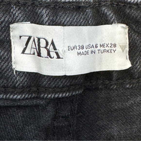 Zara Black Washed High Rise Straight Leg Jeans - Women’s 6 - Picture 4 of 6
